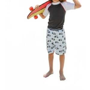 NEW SNAPPER ROCK boys short sleeve rashguard in slate/white